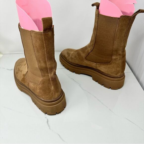 Zara Tan Suede Ankle Boots- Size 10 - Picture 7 of 11